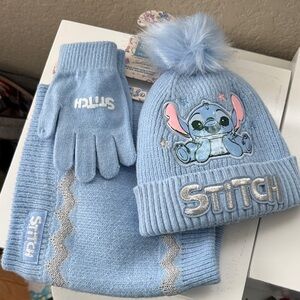 Disney Primark Stitch Blue Kids Winter Hat and Gloves Set NWT